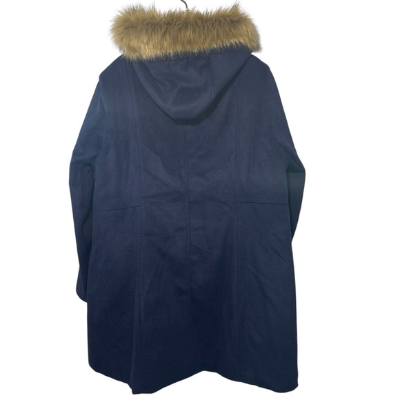NWT Torrid Navy blue faux fur trim wool coat zip front sz 2X plus size - Picture 4 of 12